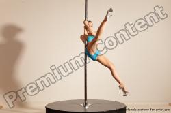 Underwear Gymnastic poses Woman White Moving poses Slim long blond Dynamic poses Academic